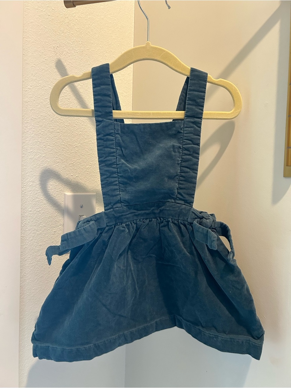Zara Girls Blue Green Velvet Corduroy Jumper Dress